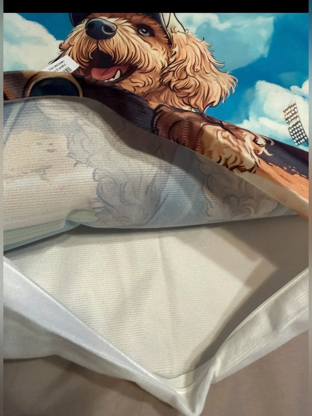 NWT Labradoodle Cute Pillow Cover Baseball Print 18x18